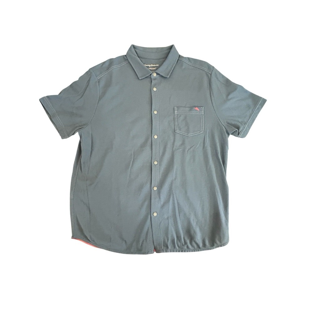 Tommy Bahama IslandZone Mens XL Blue Supima Cotton Marlin Logo Shirt